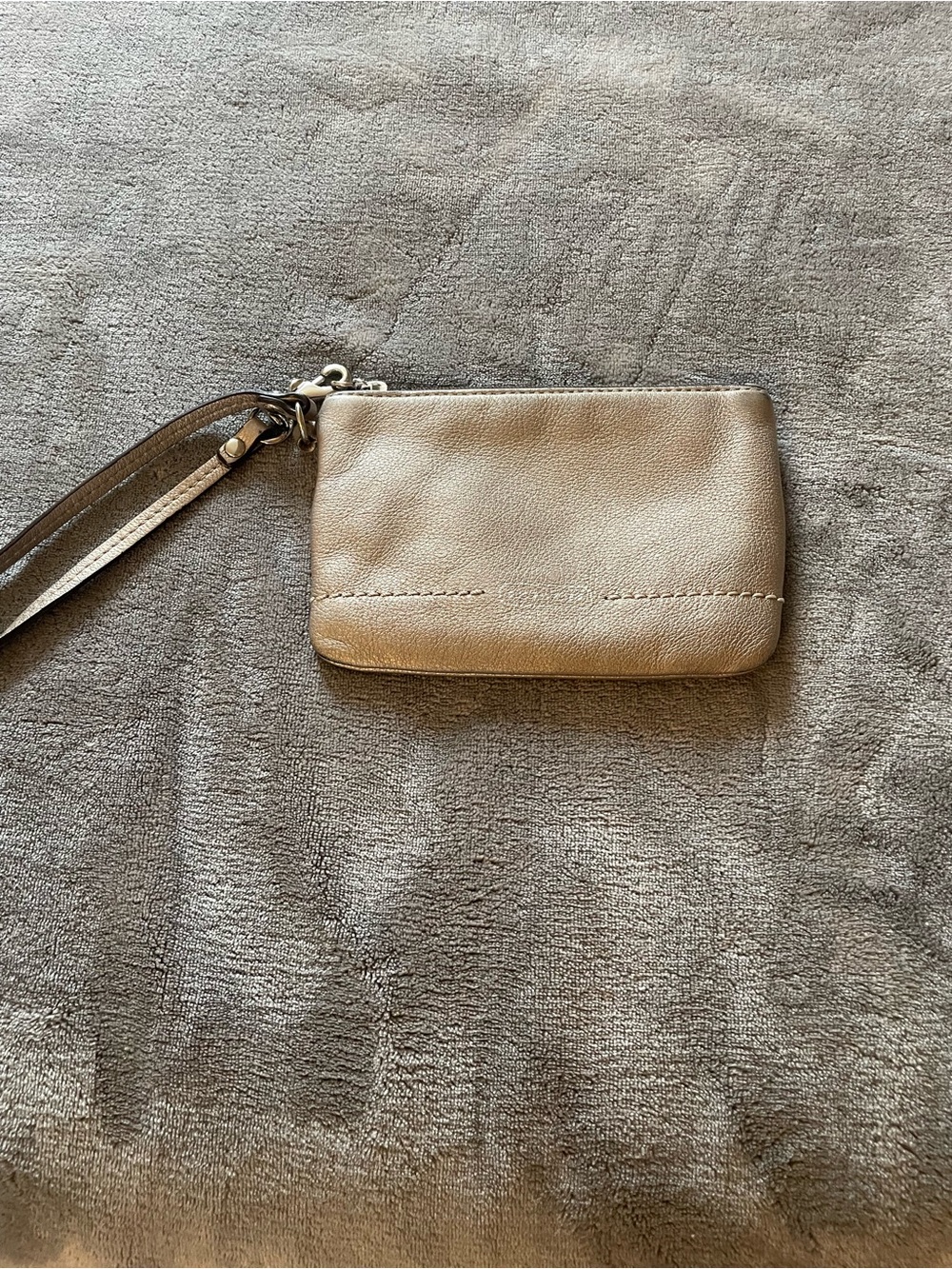 Coach Taupe Leather Wristlet Clutch